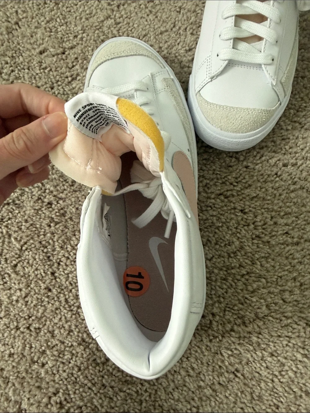 Nike White Low-Top Sneakers with Pink & Yellow Details